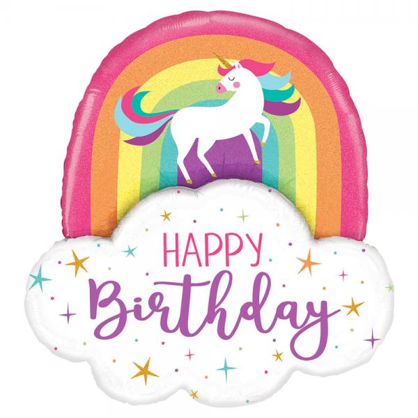 Unicorn Rainbow Birthday Ilmapallo Holografinen