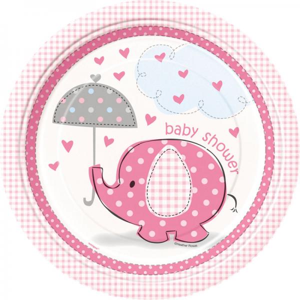 Baby Shower Girl Pahvilautaset Umbrellaphant