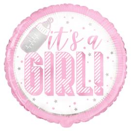 It's a Girl Foliopallo Vaaleanpunainen & Valkoinen