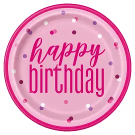 Happy Birthday Pahvilautaset Vaaleanpunainen
