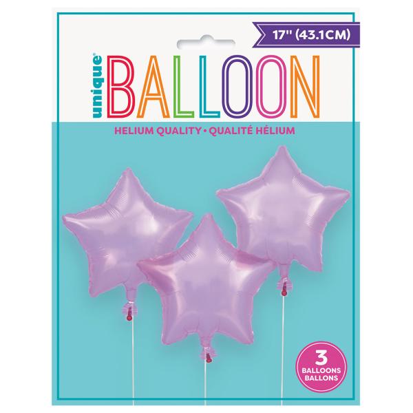 Folioilmpallo Tähdilla Pinkki 3kpl